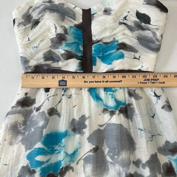 Cremieux Women's Floral Sleeveless Dress Blue White Gray Size 4 - Picture 6 of 9
